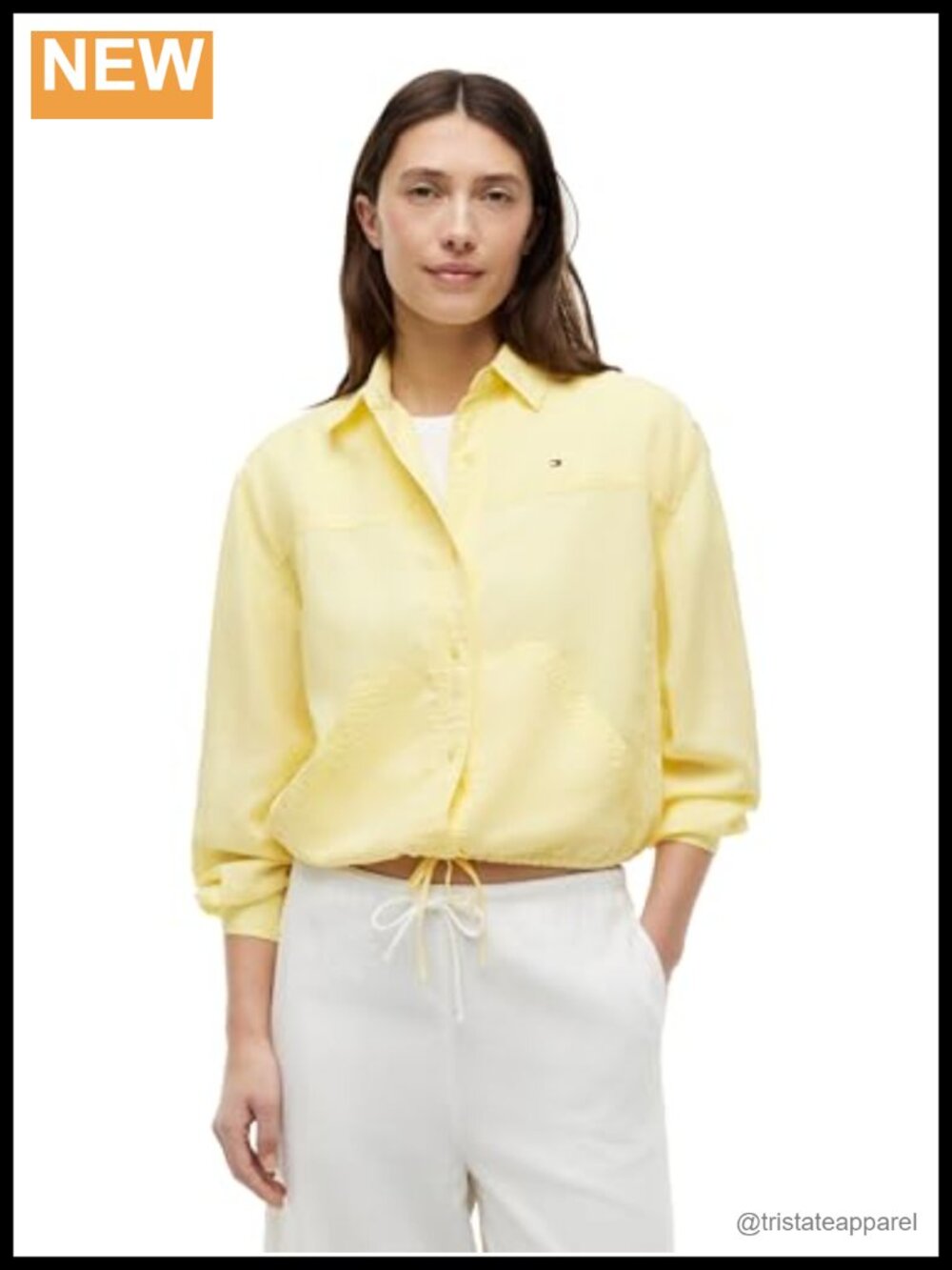 Linen Lyocell Long Sleeve Button Down Shirt Women Relaxed Fit Adjustable Tie